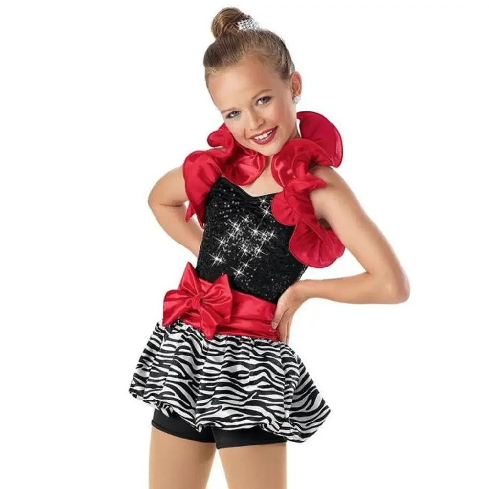 Pre-Owned Dance Costume Weissman 6835 Large Child Red Dress Jazz Sequin